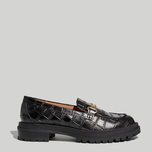 Madewell The Bradley Hardware Lugsole Loafer in Croc Embossed Leather 5.5 - Picture 3 of 3